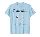 t shirt bleu marine col v T'inquiète je gère tee shirt la phrase fétiche 