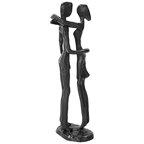Lujuny Couple Iron Embrace Sculpture – 6Th Anniversary Metal Kissing Cuddle Hug Together Statue Home Decor (Affectionate Hug) #TOP1