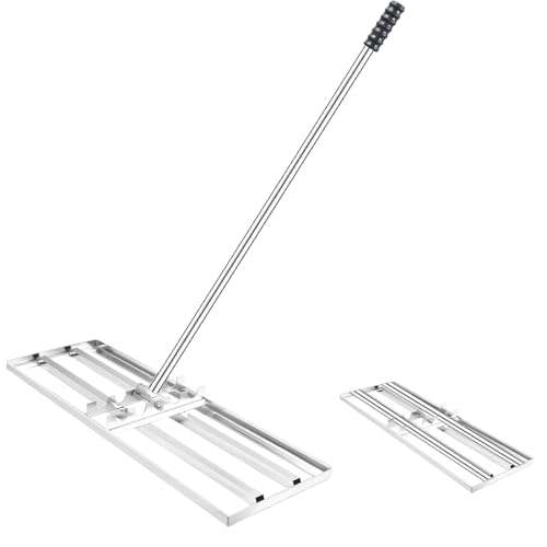 MaxEarn Lawn Leveling Rake, 30x10" / 75x25cm Stainless Steel Ground Plate Lawn Leveler, Leveling Rake with 180cm Adjustable Long Handle, Level Lawn Tool for Grass, Golf Field, Garden, Level Soil