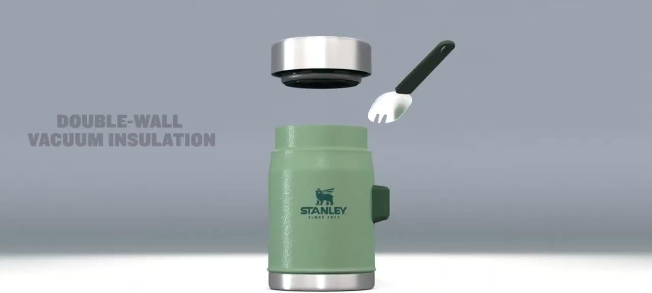 STANLEY 1913 Classic Legendary Food Jar 0.4L With Spork - Keeps Cold For 7 Hours - BPA-Free Stainless Steel Soup Flask - Leakproof - Dishwasher Safe - Nightfall