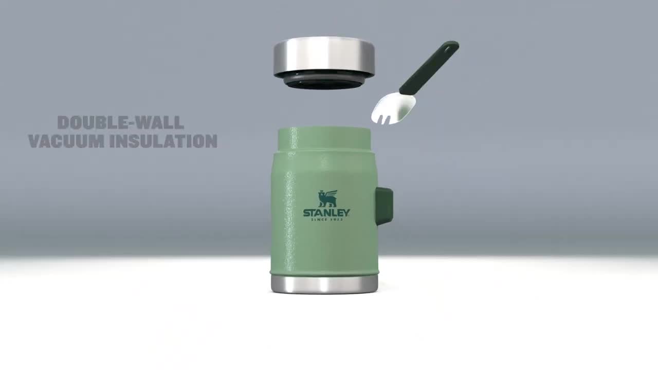 STANLEY 1913 Classic Legendary Food Jar 0.4L With Spork - Keeps Cold For 7 Hours - BPA-Free Stainless Steel Soup Flask - Leakproof - Dishwasher Safe - Nightfall