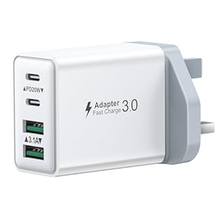 40W Fast Charger Plug: Sasanop usb plug design with 4-Ports (Double USB C ports +Double USB A ports) can fast charge 4 devices simultaneously at up to 40W. Choosing Sasanop multiport Plug save your time and give youyou a clean desktop. High Speed Cha...
