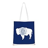Bolsas de lona ligera con diseño de bandera del estado de Wyoming, asas dobles, elegante bolsa de mano para mujer, perfecta para ir de compras, trabajar y llevar todos los días.