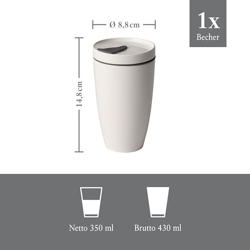 Foto von like. by Villeroy & Boch - Kaffeebecher To Go 350 ml, Spülmaschinenfest, Becher To Go Keramik, Coffee To Go Becher, Fürs Auto, Heißgetränkebecher Kaffee, Porzellan, Silikon, Baumwolle