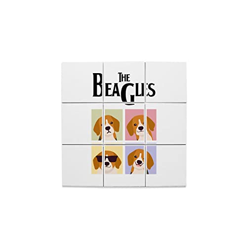 Carreaux céramique décoratifs The Beagles lot de 9 plaques de 10,8 cm pour fresque murale de salon