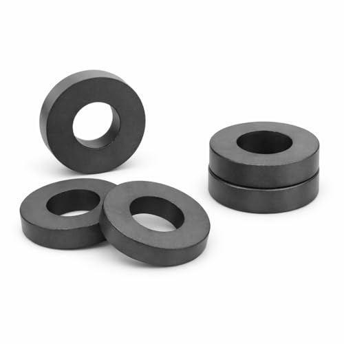 Ferrit Magnete Ringmagnete 45 x 22 x 9mm 5 Stück Keramik Magnet mit Loch unbeschichtet Schwarz Starke Magnetring Große Industriemagnete Hartferrit Lochmagnete für Handwerk DIY