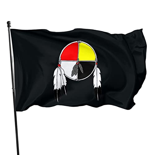HELIDOUD Native American Art Medicine Wheel Bison Outdoor Decorative Yard Flag Home Garden Flag 3 X 5 Ft