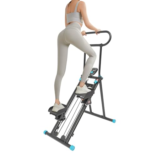 Stepper Pedal Portátil Plegable con LCD, máquina de Ejercicio para glúteos y piernas, Vertical Climbing Machine, Equipo de Cardio para el hogar con Altura Ajustable 46-50 Pulgada, Gimnasio en Casa