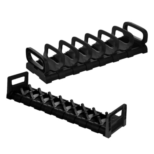 Escurridor de platos negro ajustable con 2 piezas modulares y múltiples compartimentos 2