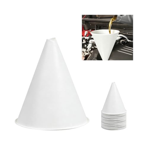 ANFTDCO 100PCS Disposable Car Engine Oil Funnels Portable Paper Cone Vehicle Engine Oil Funnel Flexible No-Spill Automotive Fluid Gas Change Fillers Universal for SUV Automobile Truck