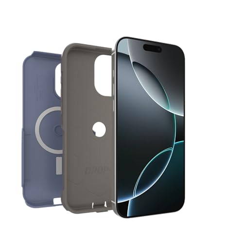 Image of OtterBox iPhone 16 Pro Max (Only) - Commuter Series MagSafe Case - Spiced Orchid (Blue & Grey) - Built-in Magnets - Slim & Tough - Pocket-Friendly - with Port Protection