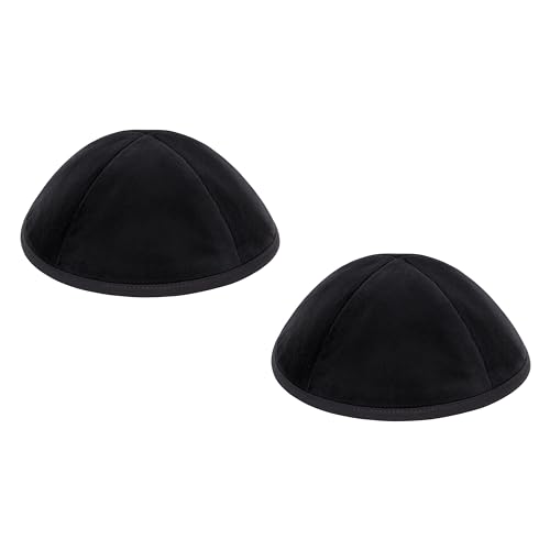 iKippah Velvet 4-Part Yarmulke with Rim Black 2-Pack (Size 5)