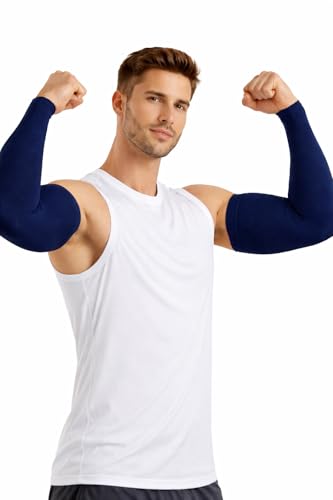 Image of ZaySoo Unisex Compression Arm Sleeves for Sports, UV Protection, Sweat Absorbent Stretchable Arm Covers for Cycling, Cricket, Running, Gym & Outdoor Activities (1 Pair)