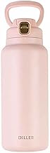 susiodeu Vacío de acero inoxidable, mango de elevación de Color sólido portátil, 1500ml, gran volumen, botella de agua, regalo, Rosa