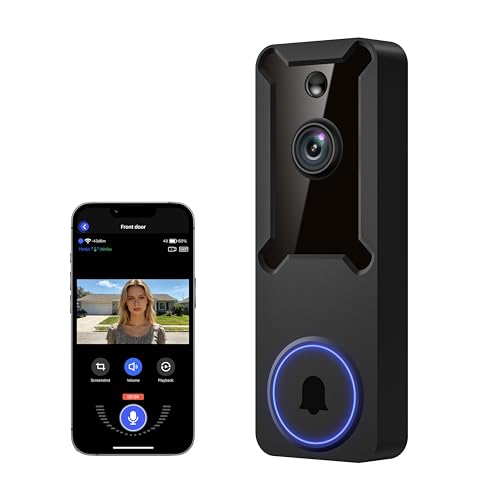SiloPosh 1080P Wireless Wi-Fi Video Doorbell Camera, Dome Home Security, Night Vision, Two-Way Audio, Cloud Storage, Smart AI Motion Detection, Live View, Battery Powered, Indoor Outdoor Surveillance