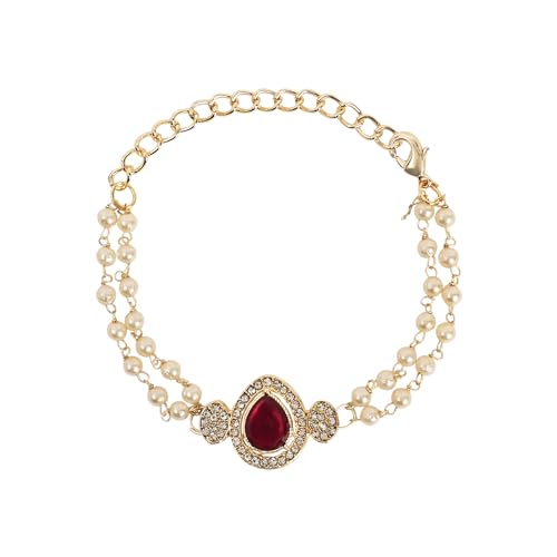 Image of I Jewels Designer Kundan Pearl Bhaiya Rakhi With Roli Chawal for Brother /Bro /Men with Rakshabandhan Card