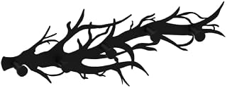 GAMET® WS39, Perchero Metálico de Pared, Modelo Rama del Árbol Naturalista, 5 Ganchos, Acero Negro, 35 x 13 cm, 1 Unidad