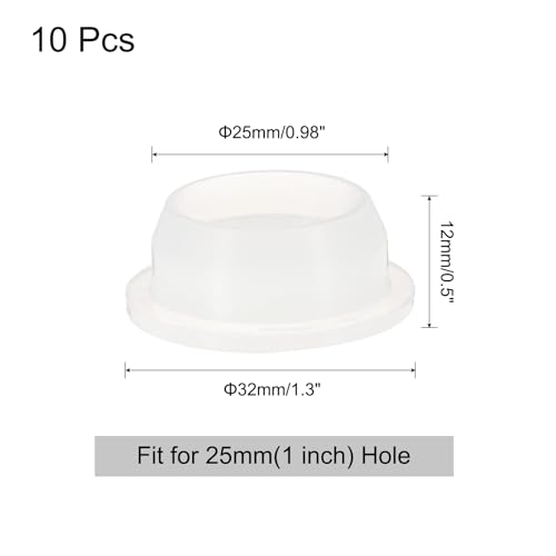 Image of uxcell 10pcs Hole Plugs, Heat Resistant Silicone Flush Type Fastener Hole Cover Plug for 25mm(1 Inch) Hole, Round Snap Locking Tubing Plug Hole for Furniture Cabinet, White