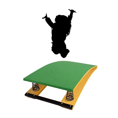 Trampolín De Gimnasia De Madera Dura Para Niños, Trampolín De Gimnasia Curvo Portátil, Equipo De Tablas De Resorte Deportivas Con 2 Resortes Para Escu(Size:2 springs/60*40cm/23.62*15.74in,Color:verde)
