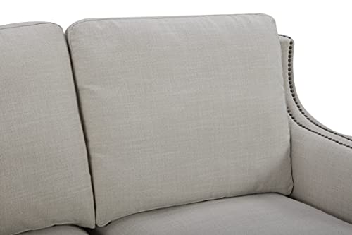 Amazon Brand – Stone & Beam Hina Classic Sofa Couch With Nailhead Trim, 87"W, Cream #TOP6