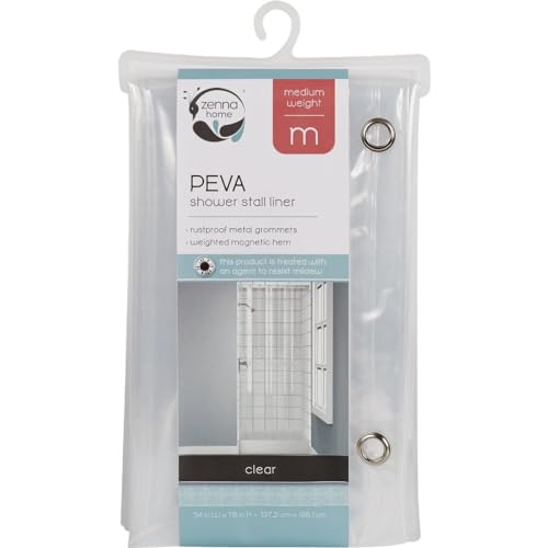 Zenna Home 78 in. H x 54 in. W Clear Solid Stall Liner PEVA - Total Qty: 1