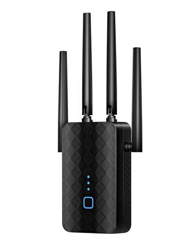 2025 Upgraded WiFi Extender Signal Booster for Home, 1.2Gbps WiFi Booster Dual Band 5.8GHz&2.4GHz, 1200Mbps Home Signal Booster w/Ethernet Port Covers Up to 10000 Sq.ft, Made for USA, Black