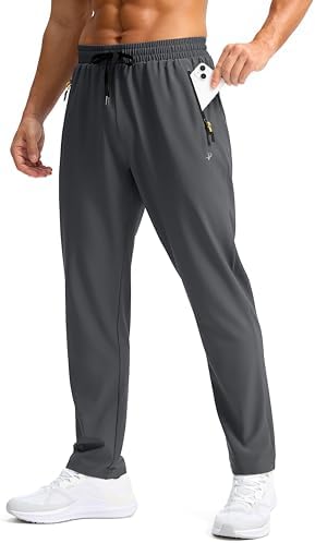 Pudolla Men's Lightweight Hiking Pants Quick-Dry Outdoor Sweatpants with Zipper Pockets for Casual Travel Athletic Workout