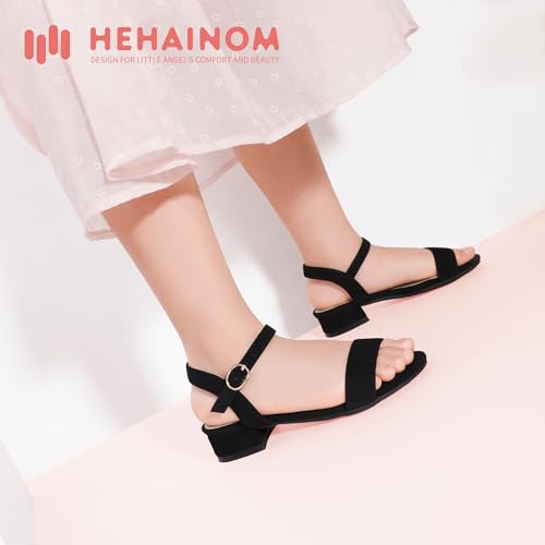 Image of Hehainom Girls Dress Shoes Low Heels Sandals Open Toe Wedding Party School for Little Big Kids Flower Girl Shoes