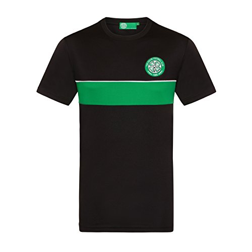 Celtic FC Official Gift Boys Poly Training Kit T-Shirt Black Green 12-13 Years