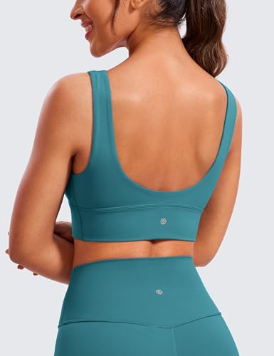 Image of CRZ YOGA Butterluxe V Neck Longline Sports Bra | Light Support, Removable Pads, Yoga, Extremely Soft, U Back, Wide Straps, for Women