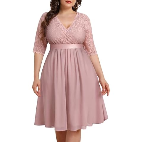 Pinup Fashion Plus Size Lace Chiffon Dress Cover