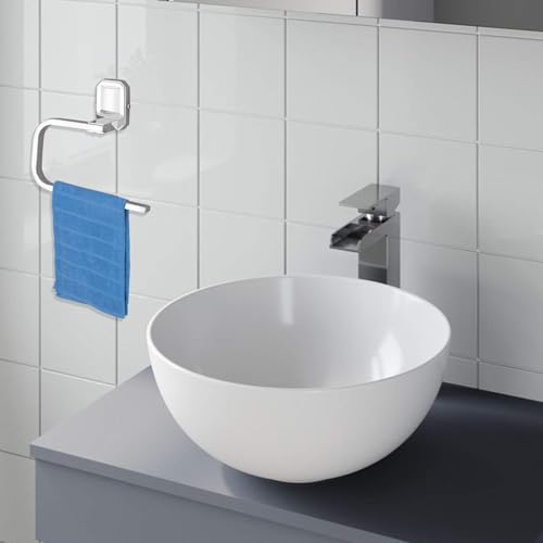 Image of Plantex (Primax) 304 Grade Stainless Steel Wash Basin Towel Holder /Hand Napkin Hanger /Towel Ring for Kitchen /Bathroom Accessories - Cute (Chrome)