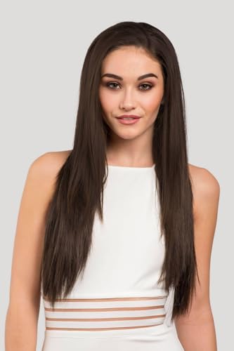 Extension de cheveux demi-perruque lisse pour changer de tête en soirée