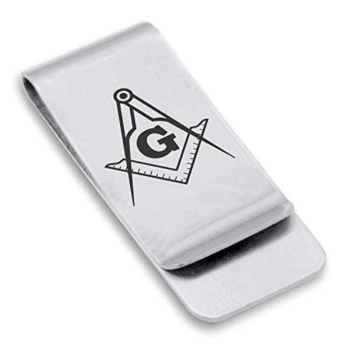 Stainless Steel Masonic Symbols Classic Slim Money Clip Credit Card Holder