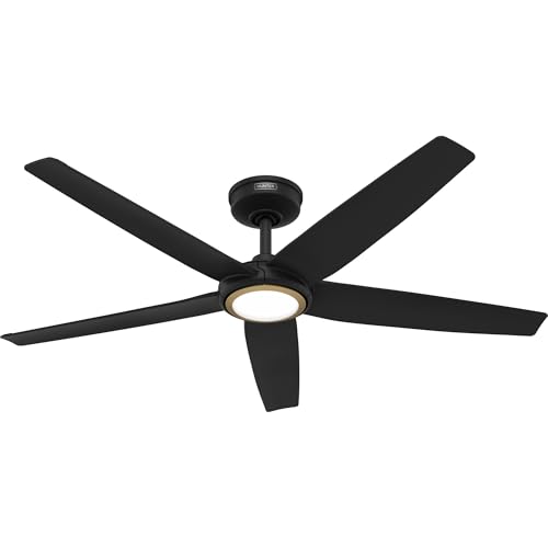 Hunter ZenTech 52 Inch Smart Ceiling Fan with LED Light for Patio or Covered Outdoor Spaces, Indoor/Outdoor Damp Rated, 5-Blade, Matte Black, Wi-Fi Enabled, Compatible with Alexa, Google & Apple thumbnail 2