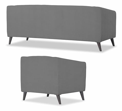 Image of Adorn India Mystic 3+1+1 5 Seater Sofa Set (Grey) (3 Year Warranty)