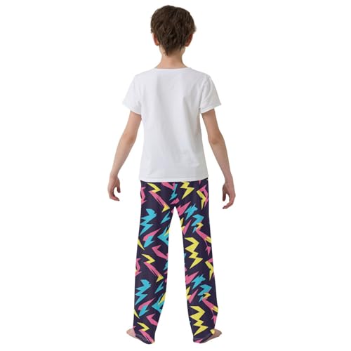 Boys' Pants Colorful Lightning Bolts Blue Long Bottoms Jogger Pants Elastic Waist Trousers with Pockets S-XL3