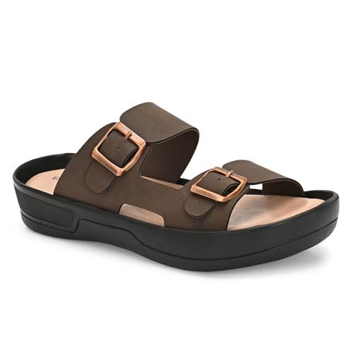 Image of KASTAVA KS 117 Comfortable Premium Synthetic Casual Sandals | Adjustable Buckle Closure | Lightweight Everyday Wear Sandals for Men