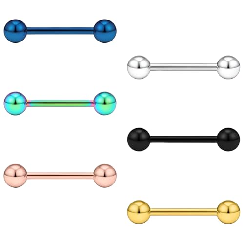 XPEX 6 Piezas Piercing Acero Quirúrgico 14mm Barbell Piercing Pezón Mujer Hombre