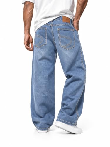 Denvox Men's Baggy Fit Denim Jeans Blue Light Blue - Image 5