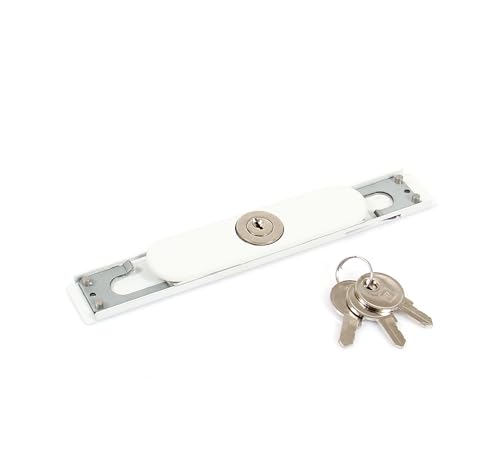 Pièces détachées volet roulant porte tirage manuel - poignée - serrure - ressort - baton de tirage (Serrure + cache Blanc)