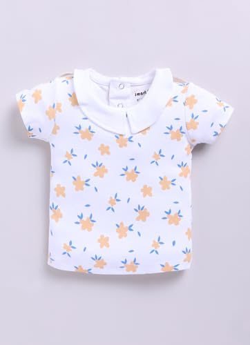 Image of Smart Baby Dungaree Set for Baby Girls 0-12 Months | Cotton Romper with T-Shirt | Soft & Breathable Fabric | Snap Button Closure for Easy Diaper Change