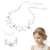 YUZNA 1 accesorio para el cabello + 1 pulsera para la primera comunión, diadema de flores para niña, adecuado para novias, mujeres y primera comunión, fiesta de cumpleaños.