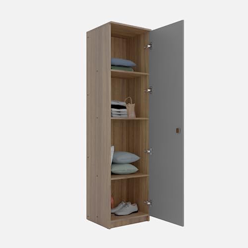 Image of COUCH CULTURE Adona Engineered Wood Wardrobe Almirah for Clothes with 1 Door | Storage Organizer | Storage Cabinet for Kitchen | Multipurpose Almirah for Bedroom, Living Room | 1 Year Warranty - Grey