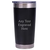 [Custom] Personalised Engraved Black Any Message Double Wall Insulated Cup 500ml 17.5oz Hot Cold Coffee Tea Ideal for Birthday Mothers Day Christmas Wedding/Anniversary/Birthday/Retirement