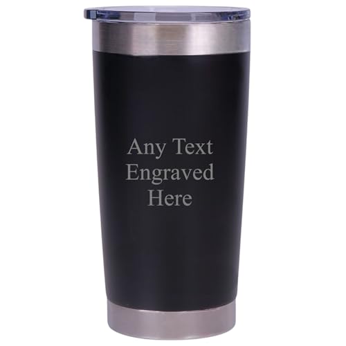 [Custom] Personalised Engraved Black Any Message Double Wall Insulated Cup 500ml 17.5oz Hot Cold Coffee Tea Ideal for Birthday Mothers Day Christmas Wedding/Anniversary/Birthday/Retirement