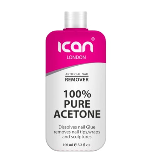 Ican London Solvente gel UV soak off per unghie, 100% puro acetone, 100 ml