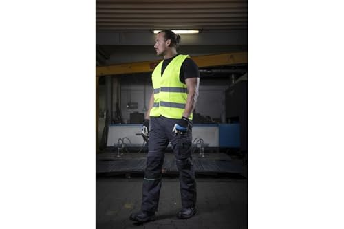 Högert Technik Warnweste für Herren, gelb/orange, Klettverschluss, 2 Reflexstreifen, 100% Polyester (120 g/m²). Ideal für Bau, Verkehr & Industrie. Größen: L-3XL.