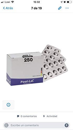 WATER-I.D. Reactivo para fotómetro Test Cloro DPD 1, 250 Tabletas