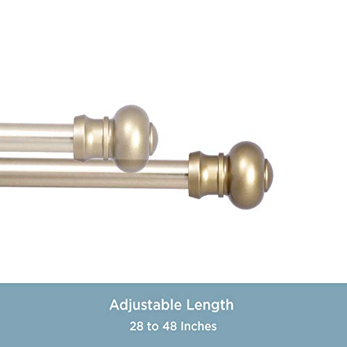 Kenney Ashby 7/16" Adjustable Decorative Café Curtain Rod, Bronze, 28-48 Inches #TOP1